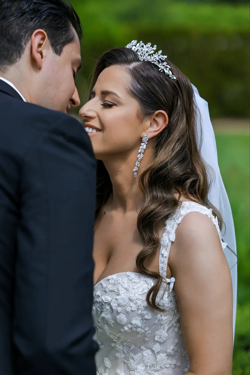 Portrait of the bride and groom close up