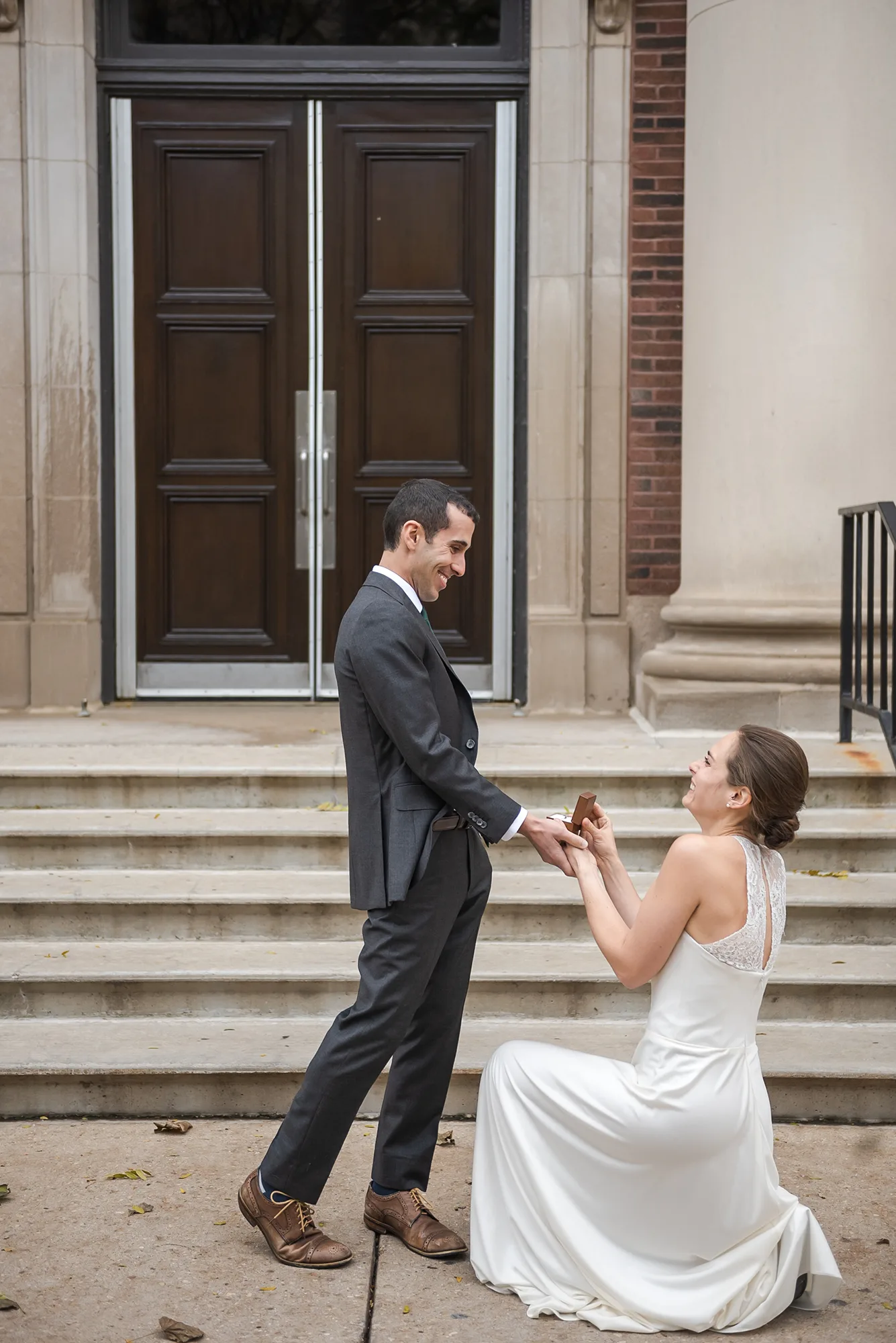 Girl propose future husband on her knees with ring, engagement photography in Los Angeles NZ WEDDING STUDIO