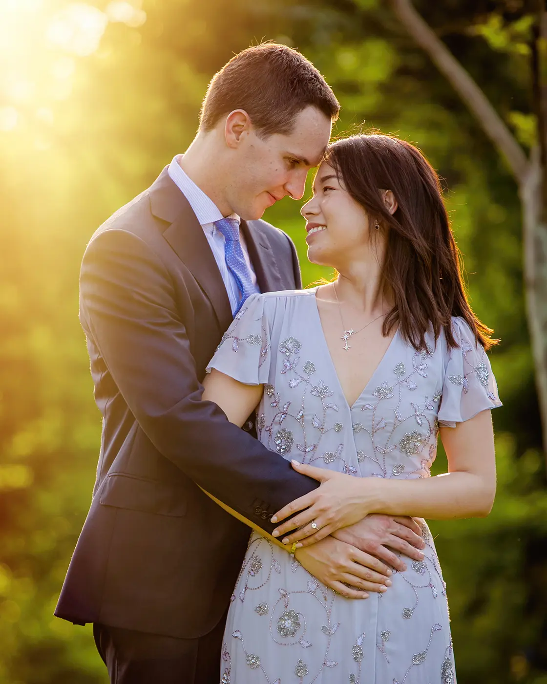 Portrait of the couple during the engagement photo session in Los Angeles CA