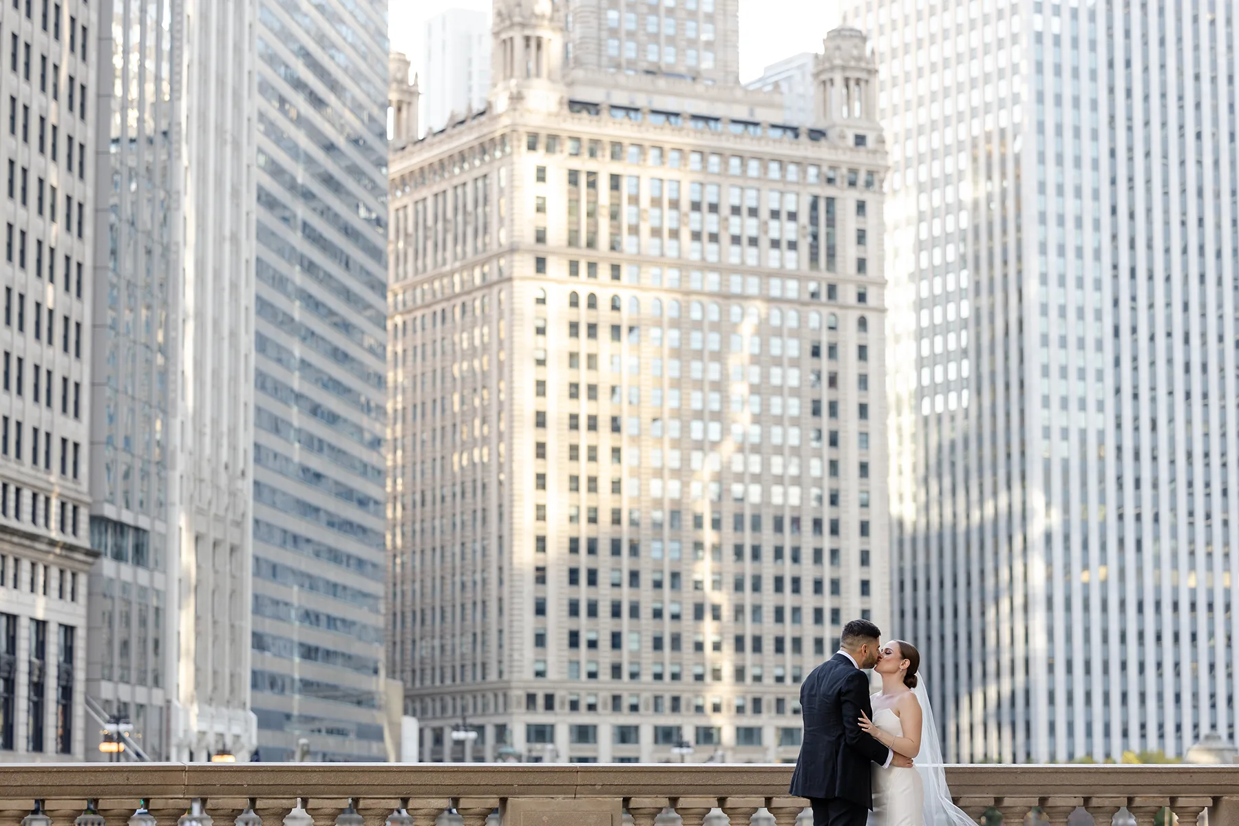 Bride and groom wedding photo with cityscape NZ WEDDING STUDIO Los Angeles Wedding Photogrpahy