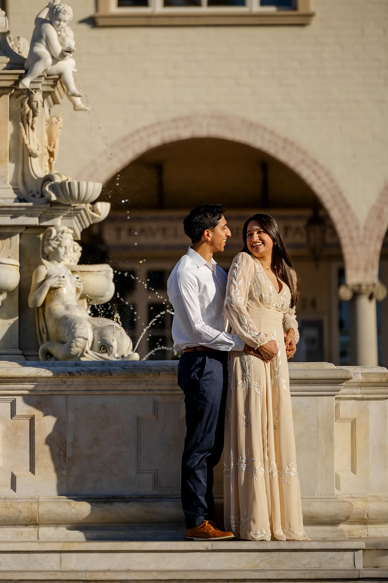 Neptune Fountain engagement photo session - Rancho Palos Verdes